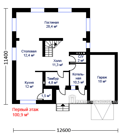 1 этаж Проект дома КА 185-15